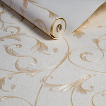 Papel De Parede Floral Bege Dourado 10 Metros Importado Vinilico Texturizado C/ Cola